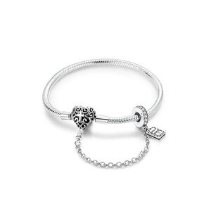 Linx Charm Bracelet with Heart and Cross Clasp and Holy Bible Safety Chain